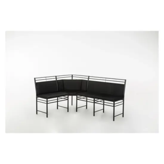 2pc Gareth Breakfast Nook Dining L Chair & Bench Black ( ) - Boraam image {12}