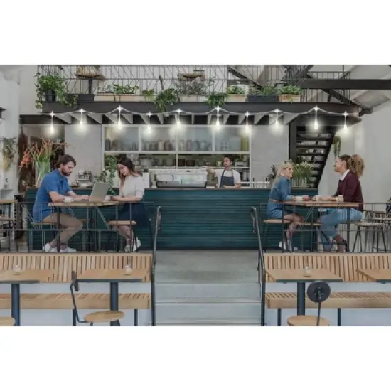 24ct Classic Caf&eacute; Integrated LED Bulb Outdoor String Lights White - White Wire - Enbrighten image {7}