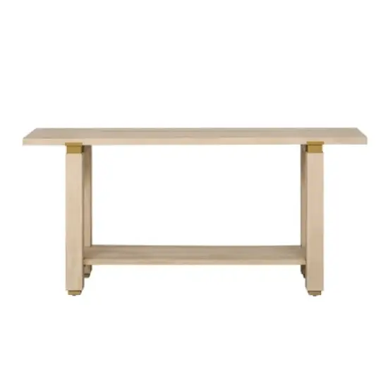 Gulches 62.9" Modern Minimalist Console Table - Solid Wood, Metal Accents, Built-in Shelf, 3 Colors, for Living Room image {4}