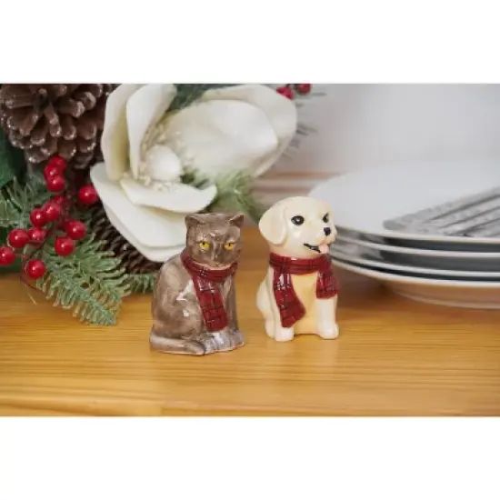 Gallerie II Christmas Dog and Cat Salt & Pepper Shakers Set of 2 image {1}