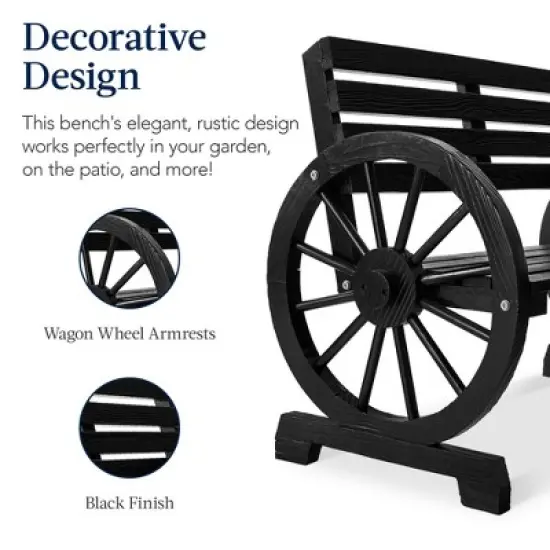 Best Choice Products 2-Person Wooden Wagon Wheel Bench for Patio, Garden, Outdoor Lounging w/ Rustic Design image {5}