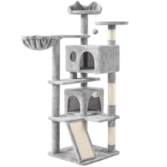 Yaheetech 57"H Plush Cat Tree Condo for Kittens/Small Cats image {11}