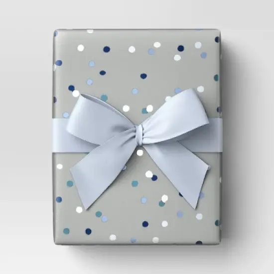 30&rdquo; 90 sq ft Christmas Roll Wrtap Green/White/Blue Dots on Grey - Wondershop&trade; image {1}