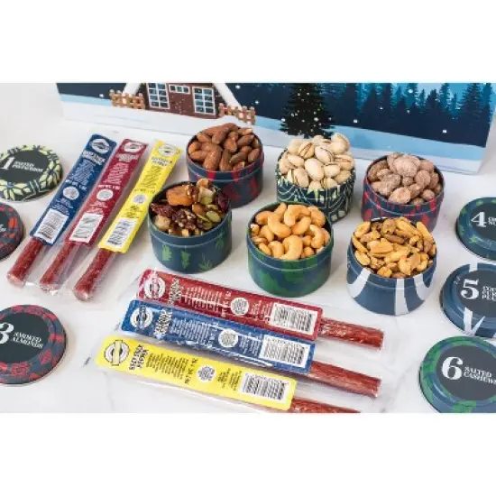 DMSnacks 12 Days of Winter Wonder Meat & Nut Advent Calendar &ndash; Gourmet Holiday Gift Box with Christmas Nuts, Meat Sticks & Seasonal Food Gift Set image {2}