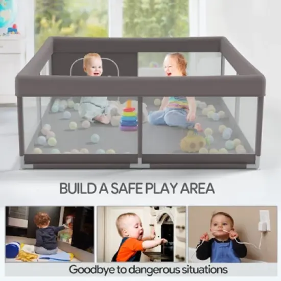 Large Baby Playpen &ndash; 47&times;47in Toddler Play Yard, Indoor Activity Fence for Apartments, Safe & Spacious Play Area image {5}