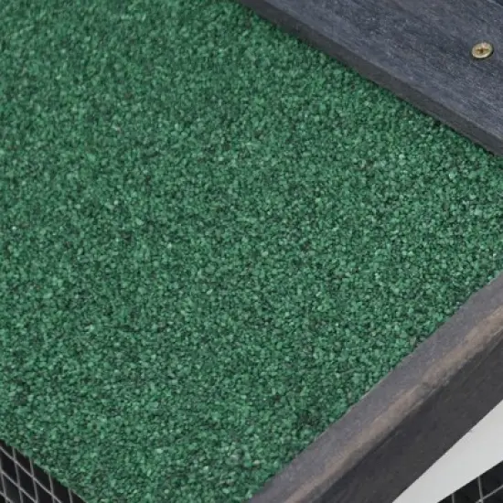 PawHut Large Rabbit Hutch with Double Runs, Wooden Guinea Pig Cage Outdoor  with Removable Tray, Ramps, Roof, 78" x 19" x 34", Gray image {5}