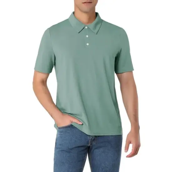 Lars Amadeus Men's Summer Solid Polo Shirts Short Sleeve Golf Performance Polo T Shirts image {1}