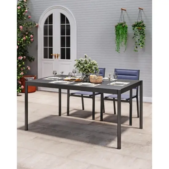 57" Aluminum Outdoor Dining Table for 6, Large Rectangular Patio Table with E-Coating for Backyard, Deck, Garden, Lawn image {4}