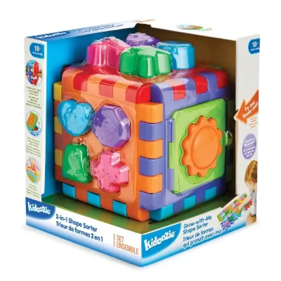 Kidoozie Grow-with-Me Shape Sorter, 2-in-1 Playmat and Cube with 20 Sorting Shapes for Toddlers 18M+ image {1}
