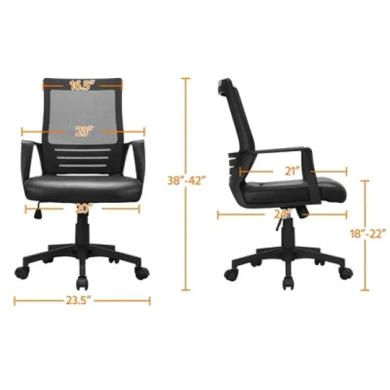 Yaheetech Adjustable Office Chair Midback Computer Chair with Lumbar Support image {2}