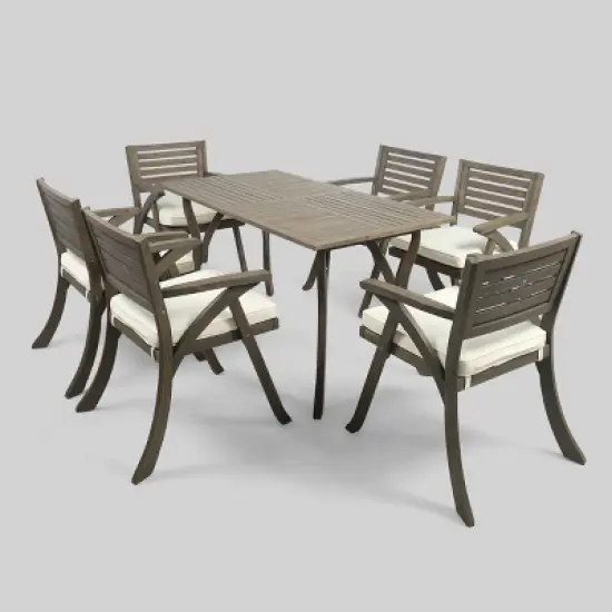 Hermosa 7pc Acacia Dining Set - Christopher Knight Home image {1}
