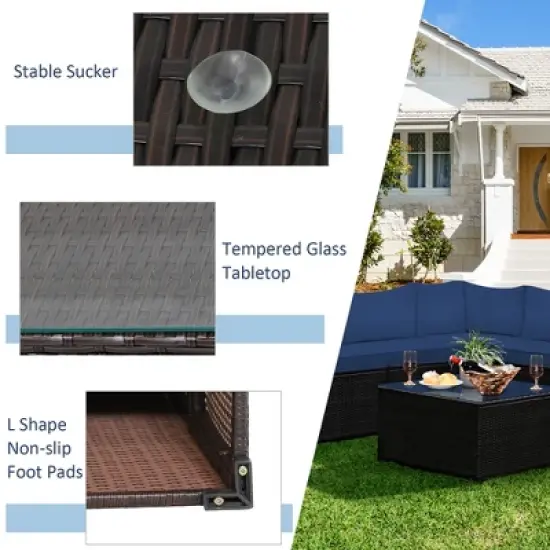 Costway 6PCS Rattan Patio Sectional Sofa Conversation Set Outdoor image {7}