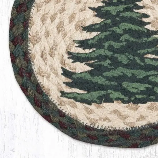 Earth Rugs Festive Holiday Tree Jute Trivet 10"x10" Hand Stenciled image {1}