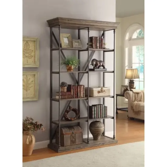 86.5" Corbin Double Bookcase Brown - Treasure Trove Accents image {2}