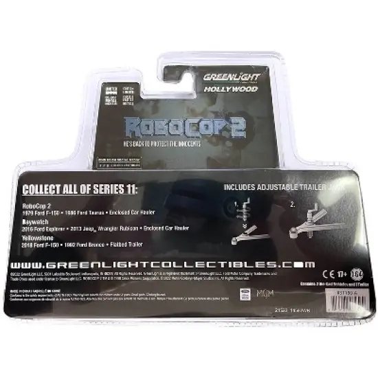 1979 Ford F-150 Truck Matt Black w/1986 Taurus Police Car Black & Hauler "RoboCop 2" 1/64 Diecast Model Cars by Greenlight image {1}