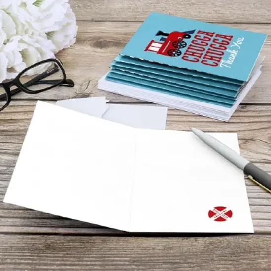 Big Dot of Happiness Railroad Party Crossing - Steam Train Birthday Party or Baby Shower Thank You Cards (8 count) image {3}