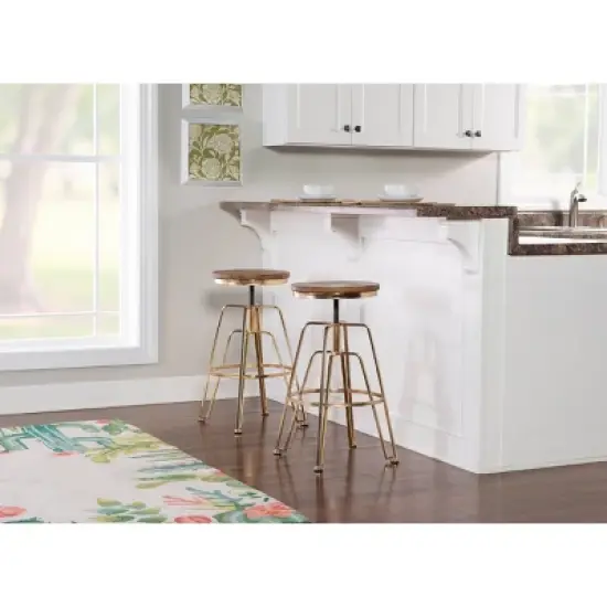 Metal and Wood Stools - Linon image {6}