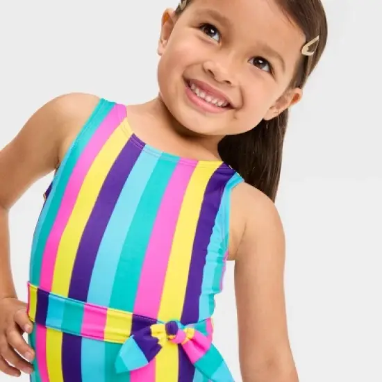 Toddler Girls' Striped Belted One Piece Swimsuit - Cat & Jack&trade; image {1}