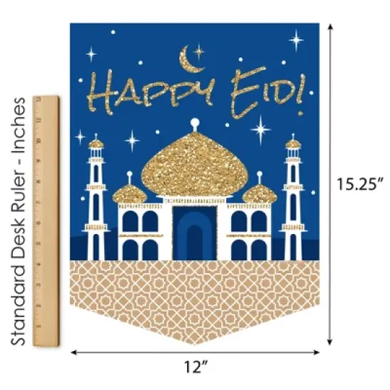 Big Dot of Happiness Ramadan - Outdoor Home Decorations - Double-Sided Eid Mubarak Party Garden Flag - 12 x 15.25 inches image {4}