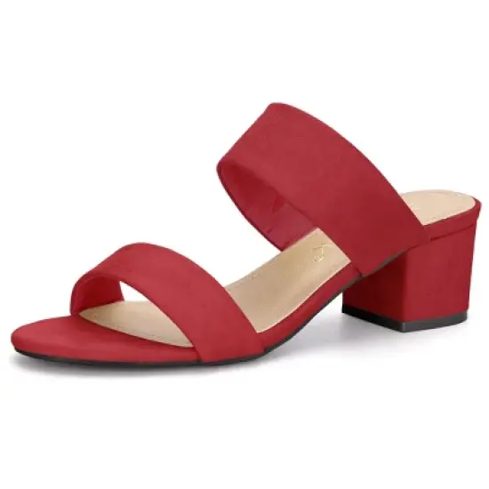 Allegra K Women's Block Heel Dual Straps Slide Sandals image {14}