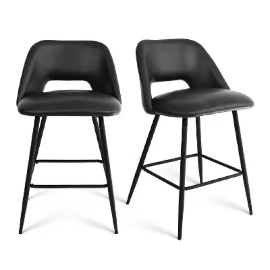 26.5" Edwin Upholstered Counter Height Stool (Set of 2) Black Leg-The Pop Maison image {7}