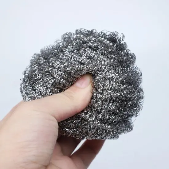 Unique Bargains Stainless Steel Kitchen Anti-Rust Scrubber 3" x 1.5" Silver Tone 5 Pcs image {2}