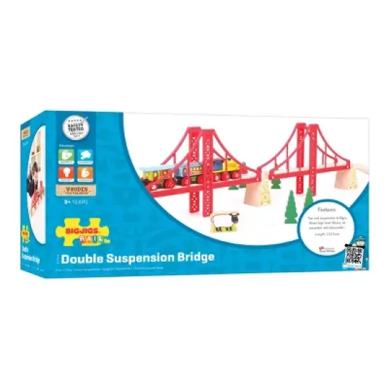 Bigjigs Rail Double Suspension Bridge Wooden Railway Train Set Accessory image {1}