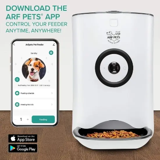 Arf Pets Automatic Pet Feeder, Wi-Fi Cat & Dog Food Dispenser w/Camera image {1}