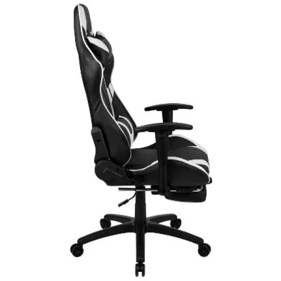 Emma and Oliver Racing Gaming Ergonomic Chair with Reclining Back, Footrest in Red LeatherSoft image {11}