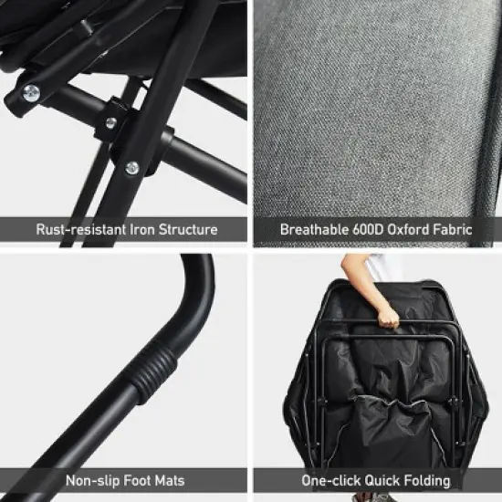 Costway Folding Saucer Padded Chair Soft Wide Seat w/ Metal Frame Lounge Furniture image {7}