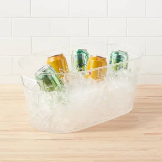 4gal Plastic Beverage Tub - Room Essentials&trade;: Clear Drink Bucket, Ice Bucket, Dishwasher-Safe image {1}