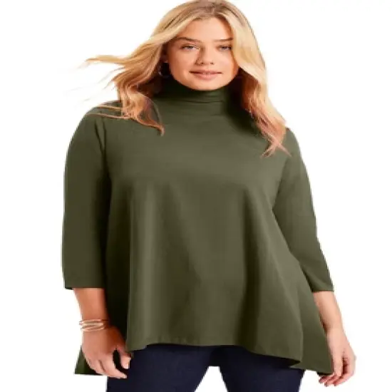 June + Vie by Roaman's Women&rsquo;s Plus Size One+Only Mock-Neck Tunic image {8}