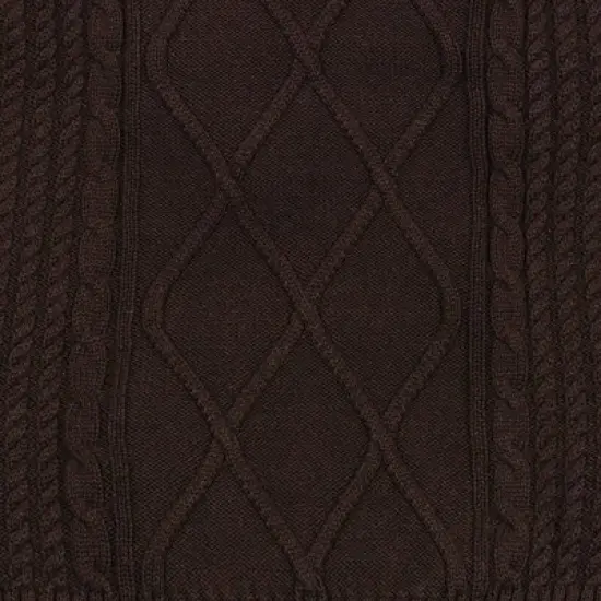 Hope & Henry Men's  Organic Mock Neck Cable Sweater, Chocolate Heather, Large image {5}