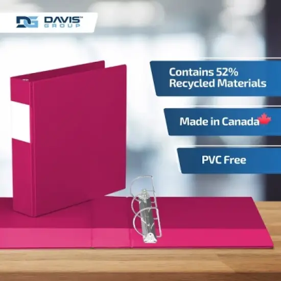Davis Group 6pk 2" Premium Economy D Ring Binders Pink: Hard Cover, 475 Sheet Capacity, Polypropylene, 2 Pockets image {6}