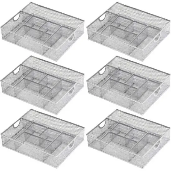YBM Home 6 Compartment Mesh Cosmetic Organizer, Pack of 6 image {9}