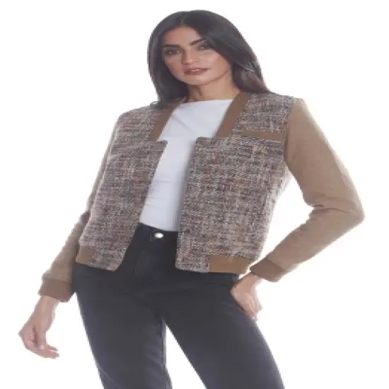 Members Only Women's Updated Tweed Varsity Jacket with Contrast Sleeve image {5}