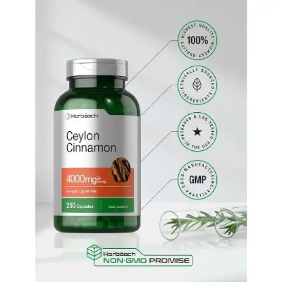 Horbaach Ceylon Cinnamon 4000mg | 250 Capsules image {5}