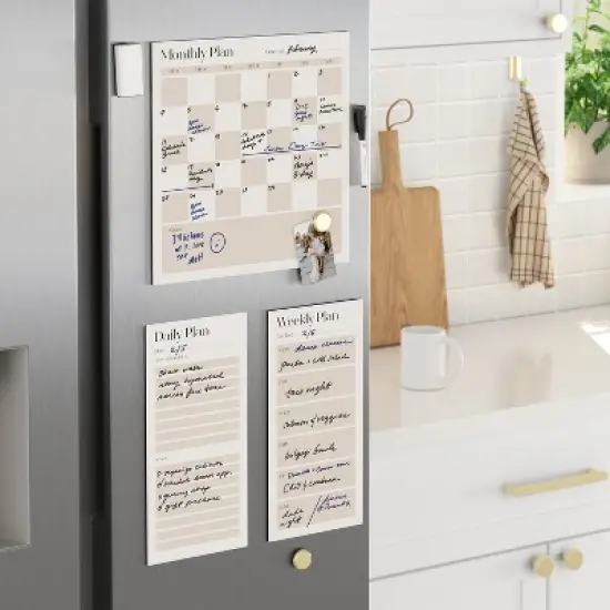 U Brands Vinyl Magnetic Calendar Planner Value Pack for Fridge Checkerboard: Wall Calendar & Office Presentation Board image {8}