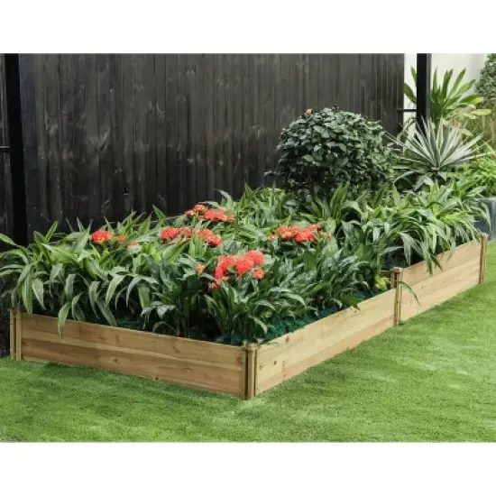 LuxenHome All Wood Two Sections Outdoor Raised Garden Bed Brown image {2}