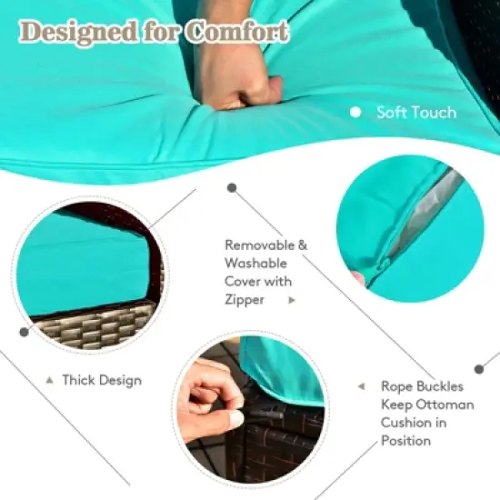 Tangkula 9 Pieces Furniture Set w/ 50,000 BTU Propane Fire Pit Table Patio Turquoise image {4}