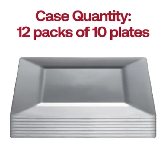 Smarty Had A Party 6.5" Silver Square Plastic Salad Plates - 120 pcs image {3}