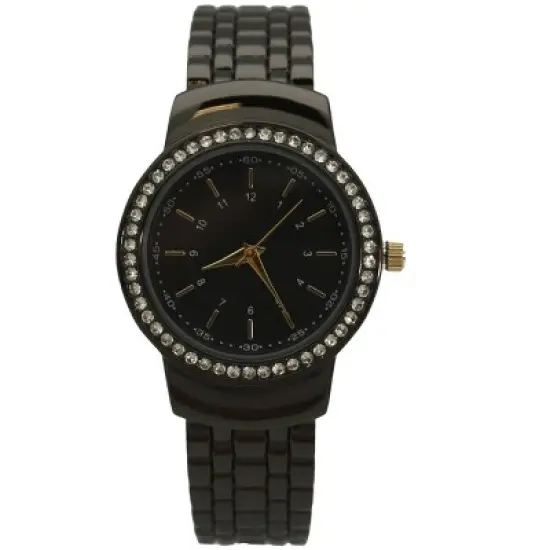 OLIVIA PRATT TEXTURED AND RHINESTONE DETAL BANGLE WATCH image {6}