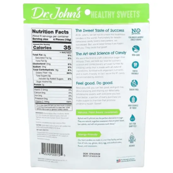 Dr. John's Healthy Sweets Lemon Hard Candy, + Fiber & Vitamin C, Sugar Free, 3.85 oz (109 g) image {1}