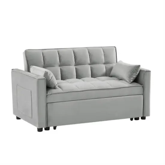 XINGHANZHENXUAN 3-in-1 Velvet Convertible Loveseatm, Sleeper Sofa Bed with Adjustable Backrest & Storage image {13}