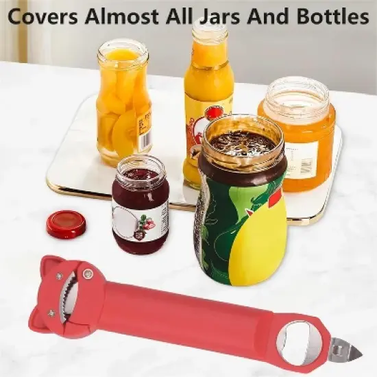 Multi function Retractable Magnetic Can Opener and bottle cap opener for Weak Hands image {5}