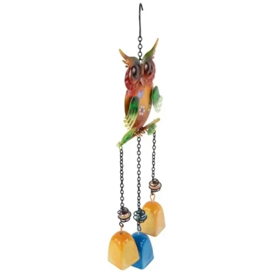 Northlight 10" Green Metal Owl Outdoor Garden Windchime image {2}