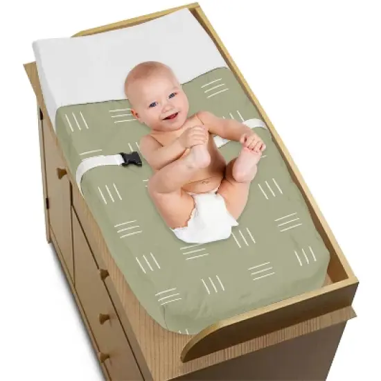 Sweet Jojo Designs Boy or Girl Gender Neutral Unisex Changing Pad Cover Boho Hatch Green and White image {1}