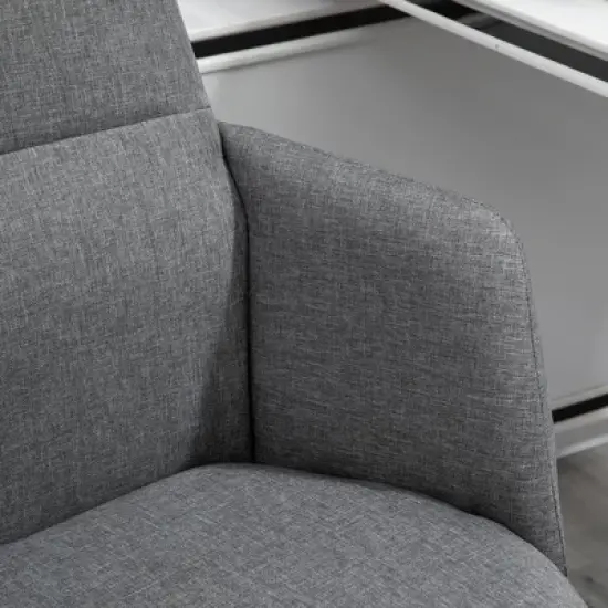 Vinsetto High Back Office Chair Breathable Fabric Computer Home Rocking Seat with Swivel Wheels, and Padded Arms, Gray image {5}