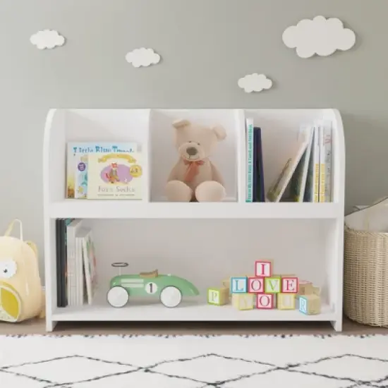 HOMLUX 4-Cube Kids Bookcase Toy Organizer Wooden Storage Bookshelf,White image {6}