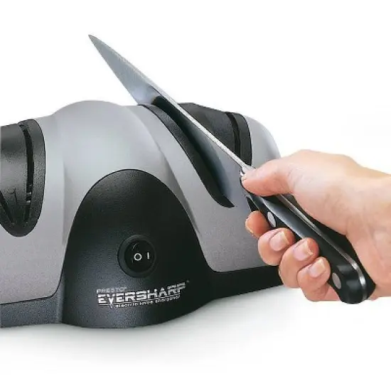 Presto Knife Sharpener- 08800: Electric Eversharp with Coarse & Fine Levels, Nonslip Base, Preset Angles, Black/Gray image {3}
